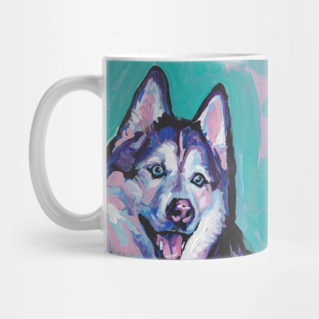 Siberian Husky Bright colorful pop dog art by bentnotbroken11